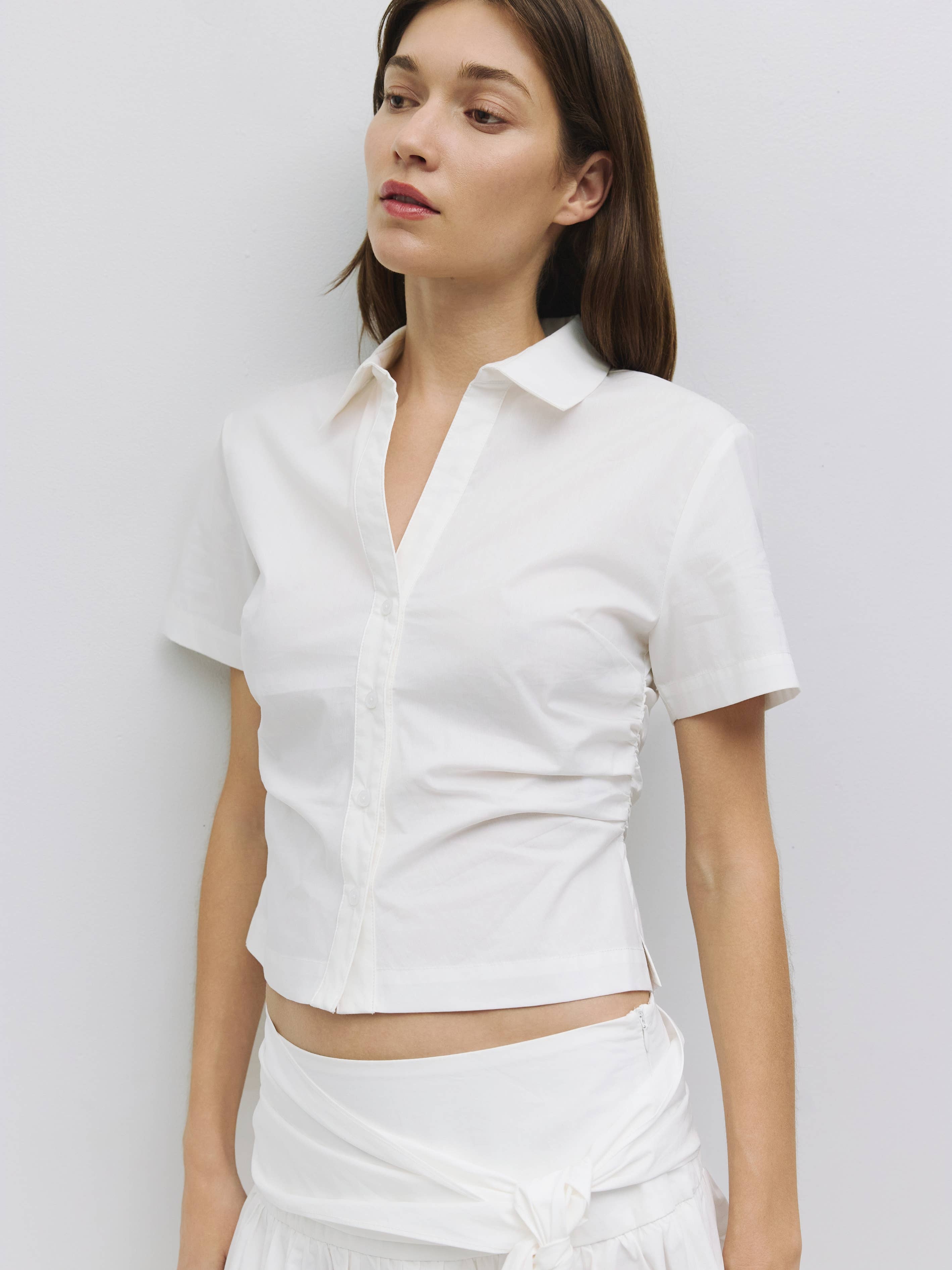 MOD REF - Wholesale Shirt - Women's - The Saxon Top | Short Sleeve Button-Down Shirt15
