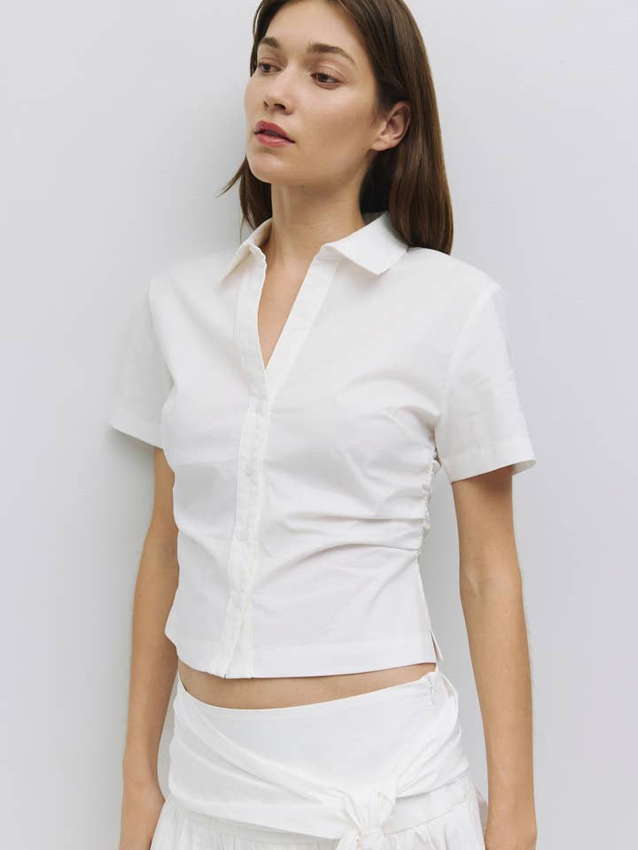 MOD REF - Wholesale Shirt - Women's - The Saxon Top | Short Sleeve Button-Down Shirt15