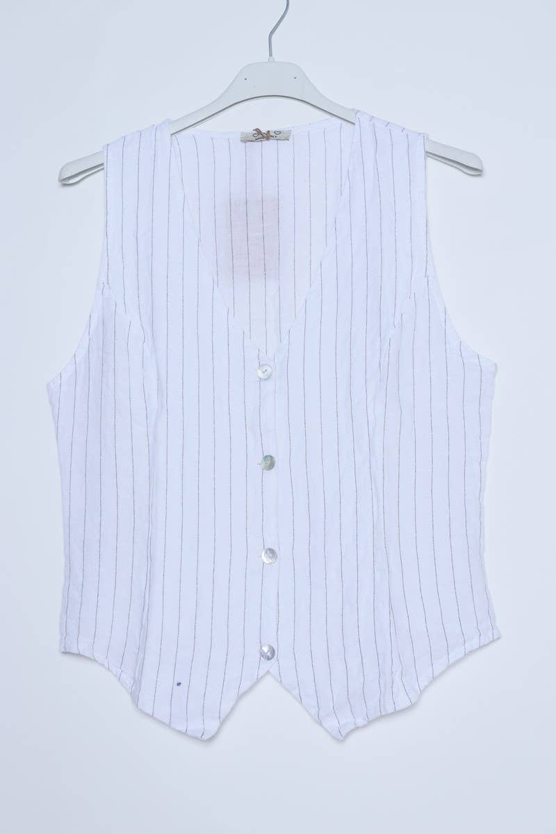 LÉA & LUC - Wholesale Button Down Shirt - Women's - Sleeveless shirt in 100% Linen REF. 51700