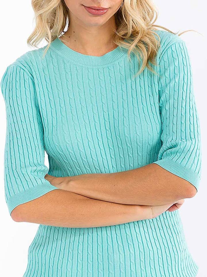 SHORT SLEEVE RIBBED DETAILED BLOUSE for wholesale by ROUSSEAU