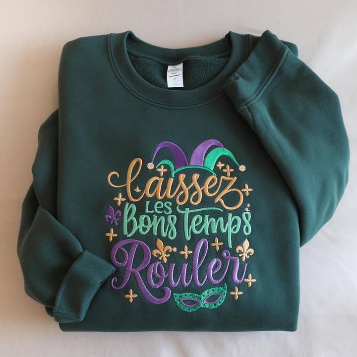 Embroidered Mardi Gras Sweatshirt, Fat Tuesday Tee for wholesale by ClevorFit