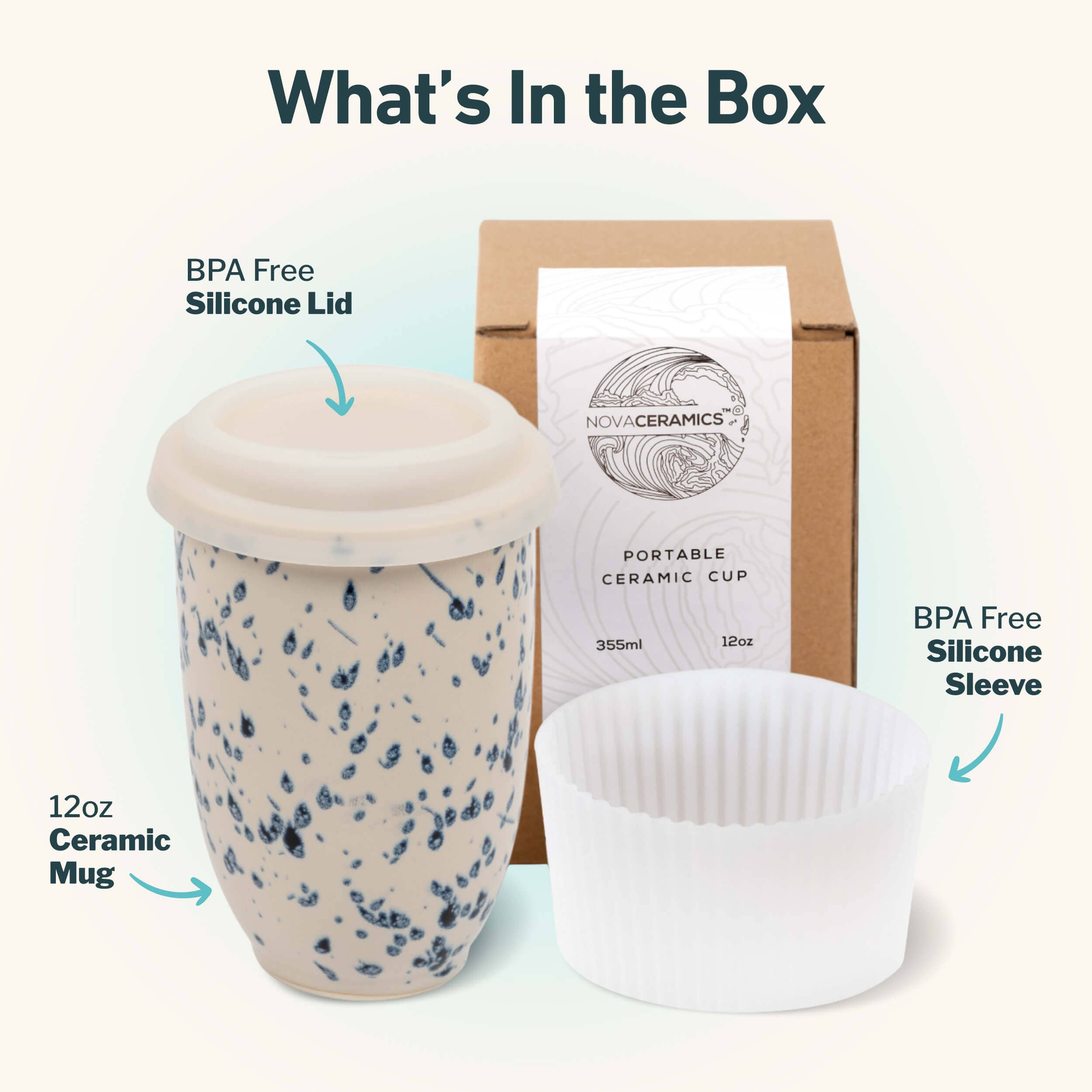 Nova Ceramics Travel Mugs - Wholesale Coffee Mug - Orchid Ceramic Travel Mug – 12oz with Lid & Sleeve1