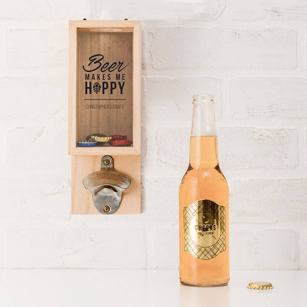 Weddingstar Inc. - Wholesale Bottle/Wine Opener - Wall Mounted Bottle Opener & Cap Holder - Makes Me Hoppy2