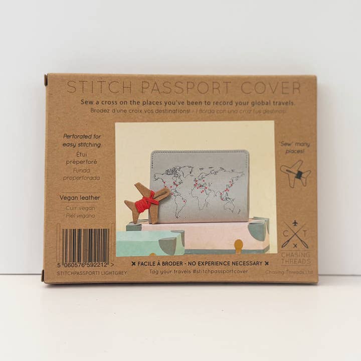 Chasing Threads – wholesale Passport case – women's – Stitch Where You've Been Passport Cover Kit - Vegan Grey8