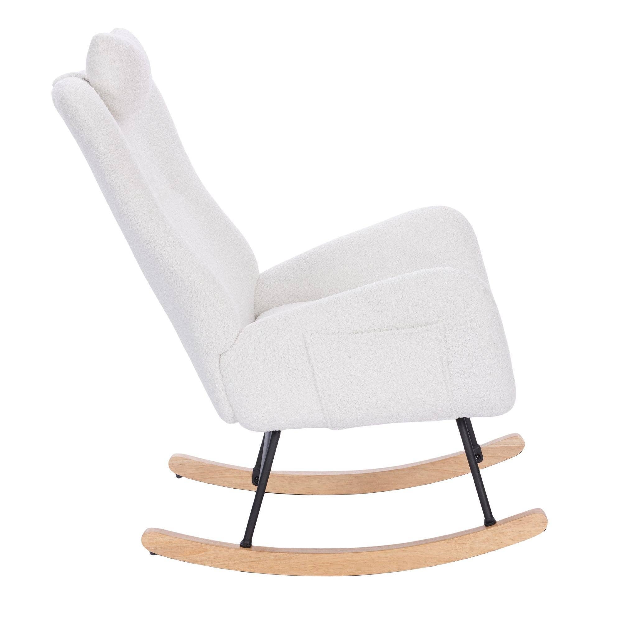 39F Inc. - Wholesale Rocking Chair - Teddy Upholstered Nursery Rocking Chair/White/Dark Grey4