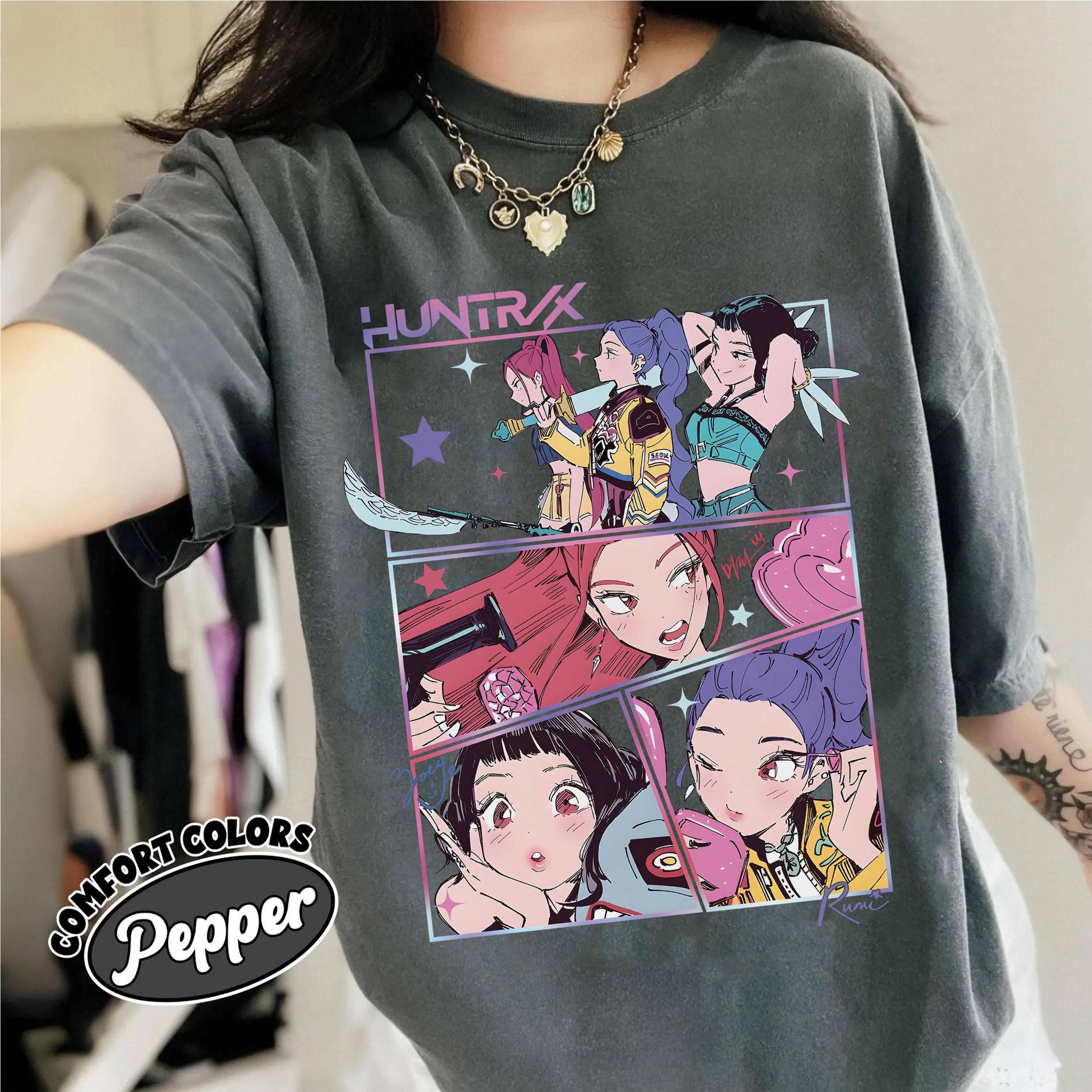 ClevorFit - Wholesale T-Shirt (Graphic) - Unisex - Huntrix Kpop Demon Hunters Comfort Colors Tee, Anime Sweater1
