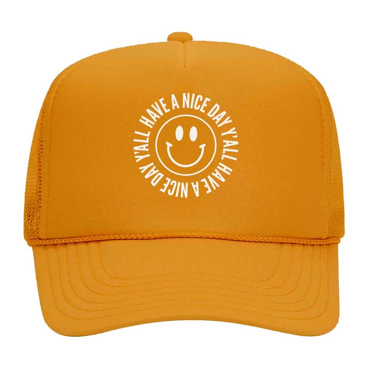 Smil Hav en dejlig dag Y"all Foam Snapback for engroshandel hos Frankie Jean