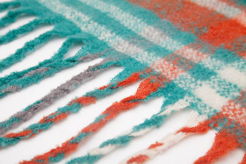 Dipped Shop - Wholesale Scarf - Women's - Tassel Plaid Vintage Scarves DPKS121812