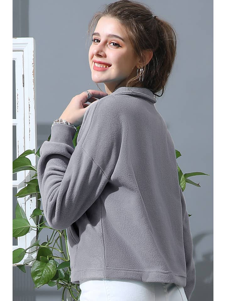 Lily Clothing - Wholesale Fleece - Women's - NECK HALF ZIP UP FLEECE PULLOVER ANORAK JACKET3