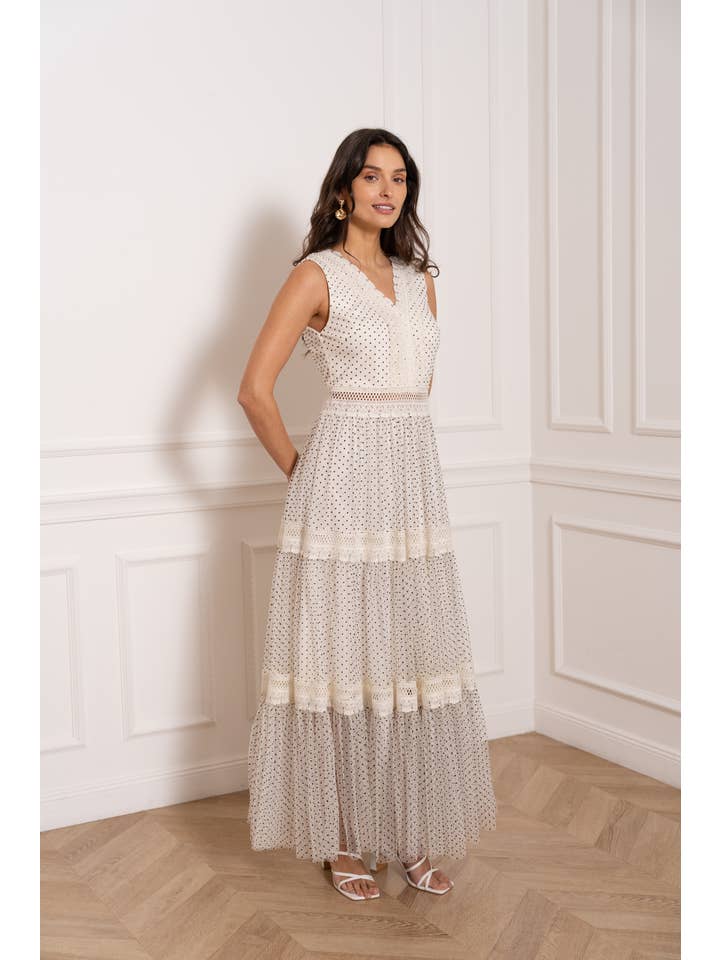 CHOKLATE PARIS - Wholesale Dress - Women's - Nikky Long Dress in Plumetis Tulle - 80936 (S-M-L)