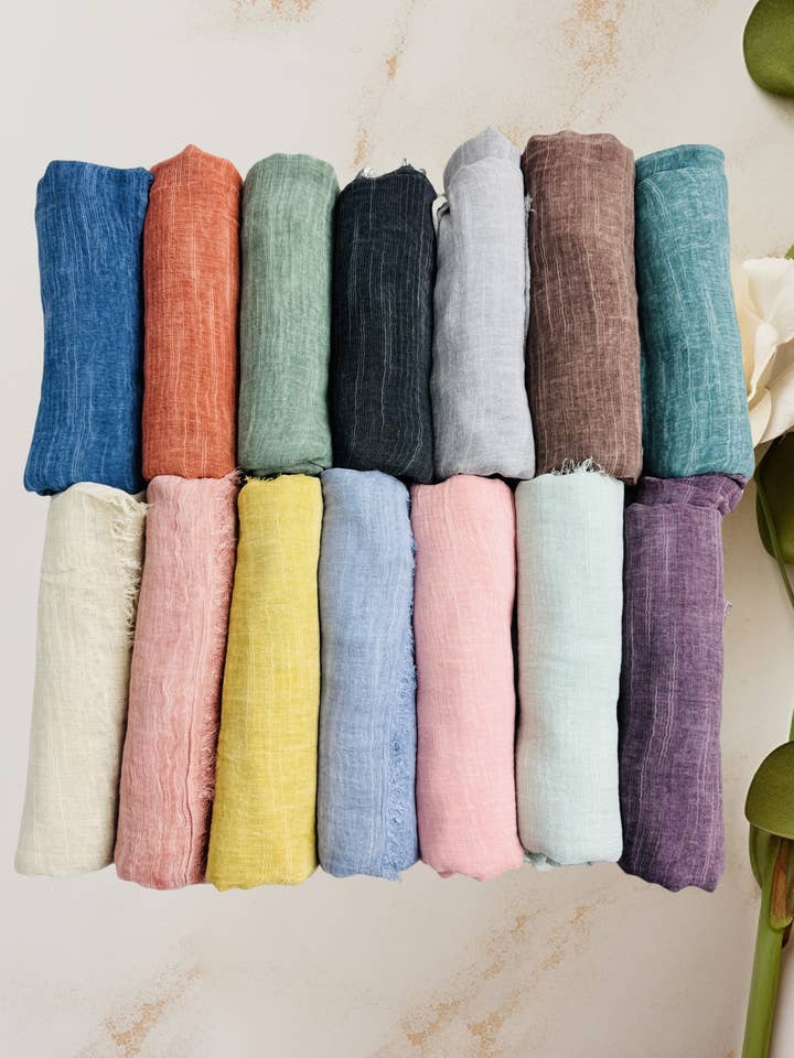 Stonewashed Solid Color Oversized Scarf with Raw Edges   for wholesale by JC Sunny Fashion