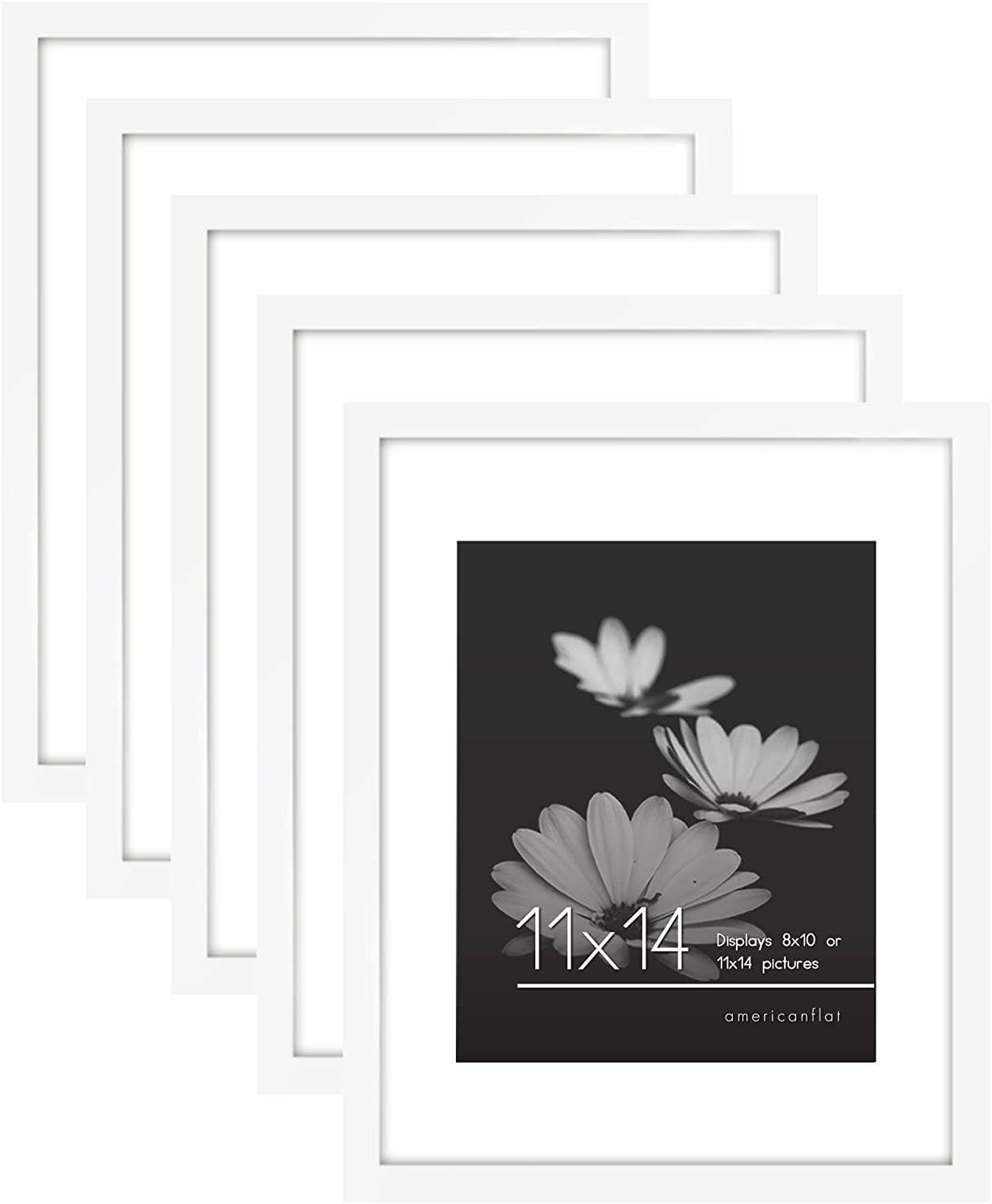 Americanflat - Wholesale Picture Frame - Americanflat Picture Frame with Mat Slim Molding (5 Pack)134
