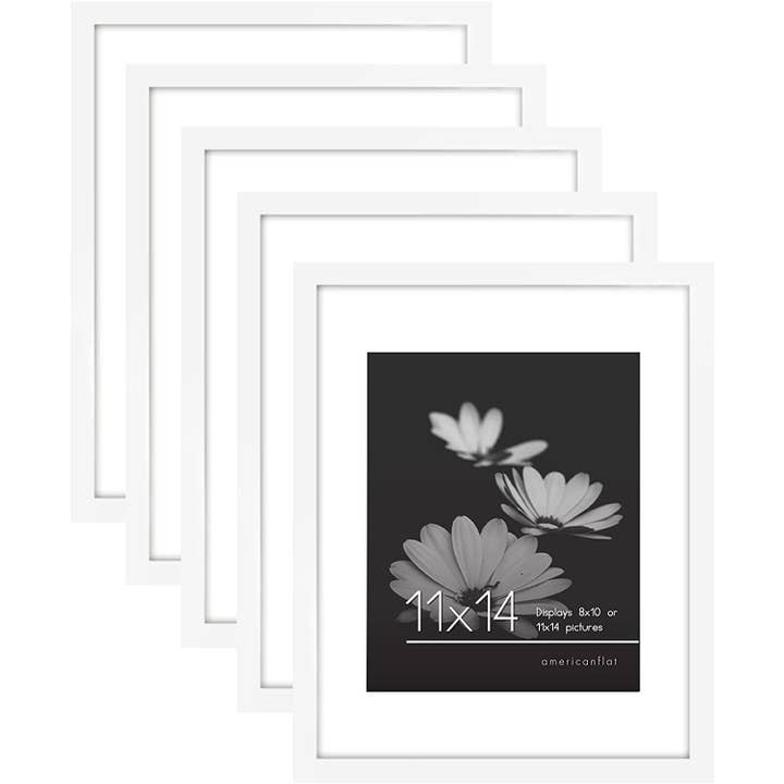 Americanflat - Wholesale Picture Frame - Americanflat Picture Frame with Mat Slim Molding (5 Pack)134
