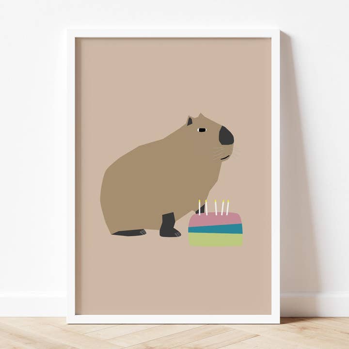 Impression artistique Capybara Cake - A5/A4/A3 pour la vente par Salty Crayon