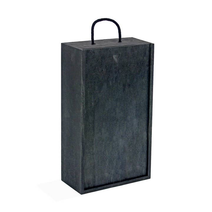Gadsby – wholesale Gift box – Wooden Wine Box for 2 Bottles - Sliding Lid & Handle - Black0