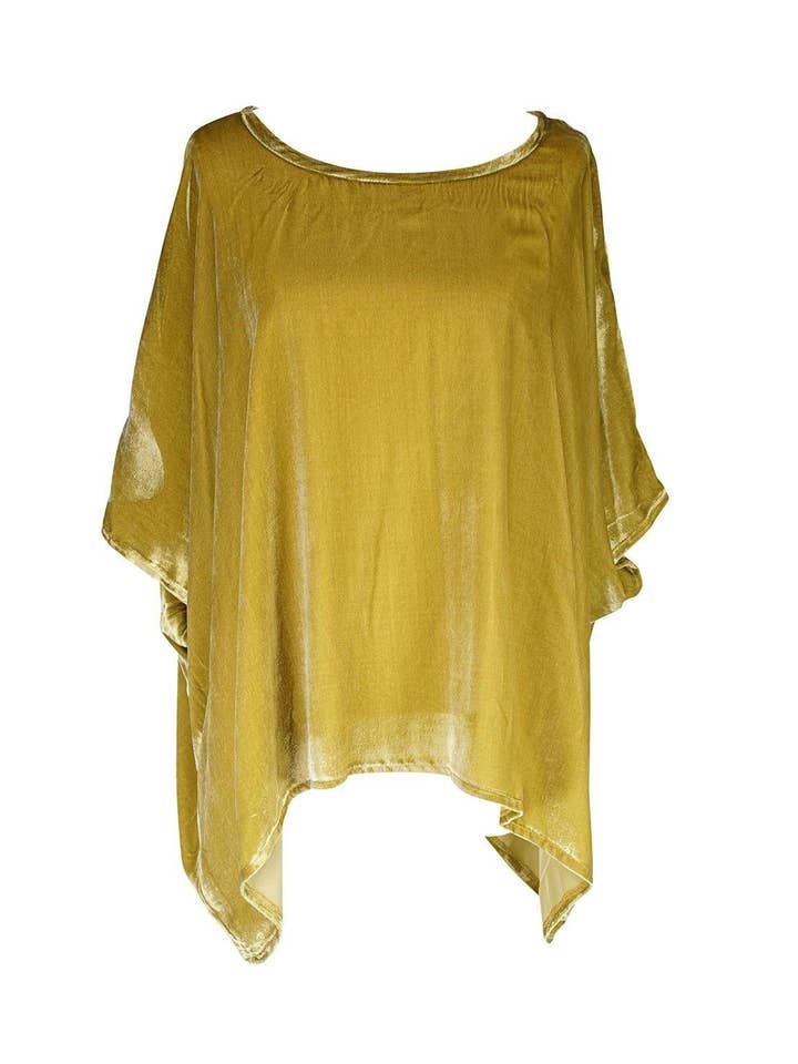 Jennafer Grace - Venta al por mayor Blusa - Mujer - Top pañuelo de terciopelo de seda chartreuse8
