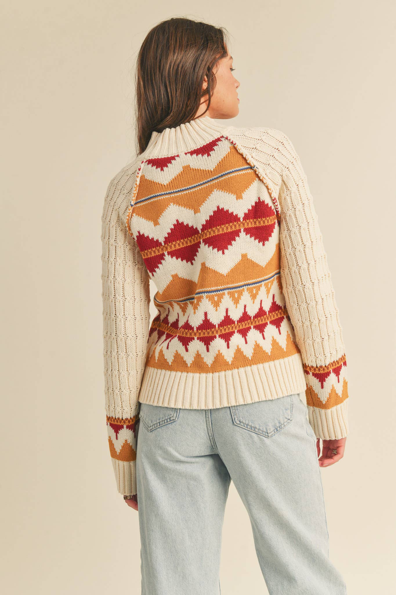 &MERCI - Wholesale Knit Sweater - Women's - FAIR ISLE TURTLENECK SWEATER MSW1017714