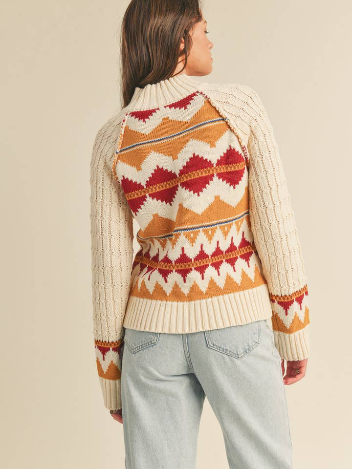 &MERCI - Wholesale Knit Sweater - Women's - FAIR ISLE TURTLENECK SWEATER MSW1017714