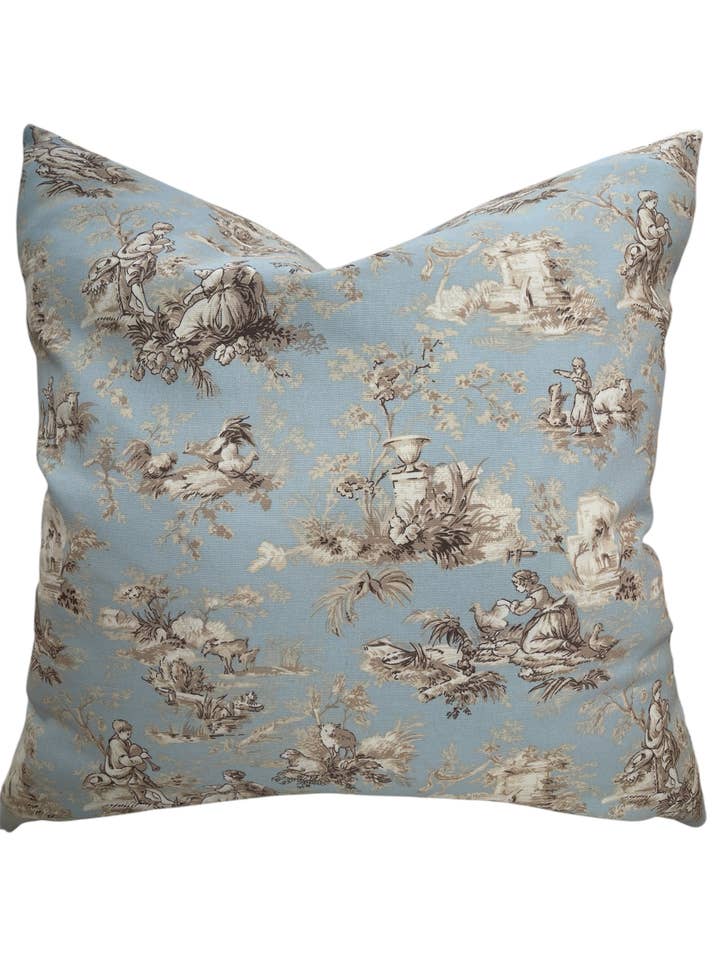 Arden Toile Throw Pillow with Feather Insert for wholesale by Dahlia & Grace pillows