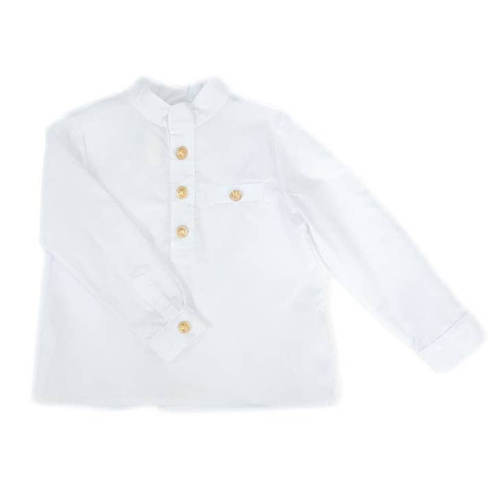 Petite Maison Kids - Wholesale Button Down Shirt - Kids - Charlie White Mandarin Collar Shirt