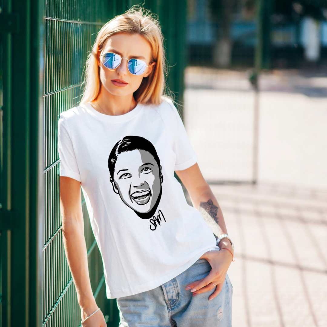 White Sam Kerr T-Shirt for wholesale on Faire3