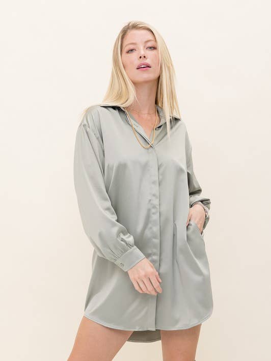 Solid Satin Skjorte for engroshandel hos STYLE RACK