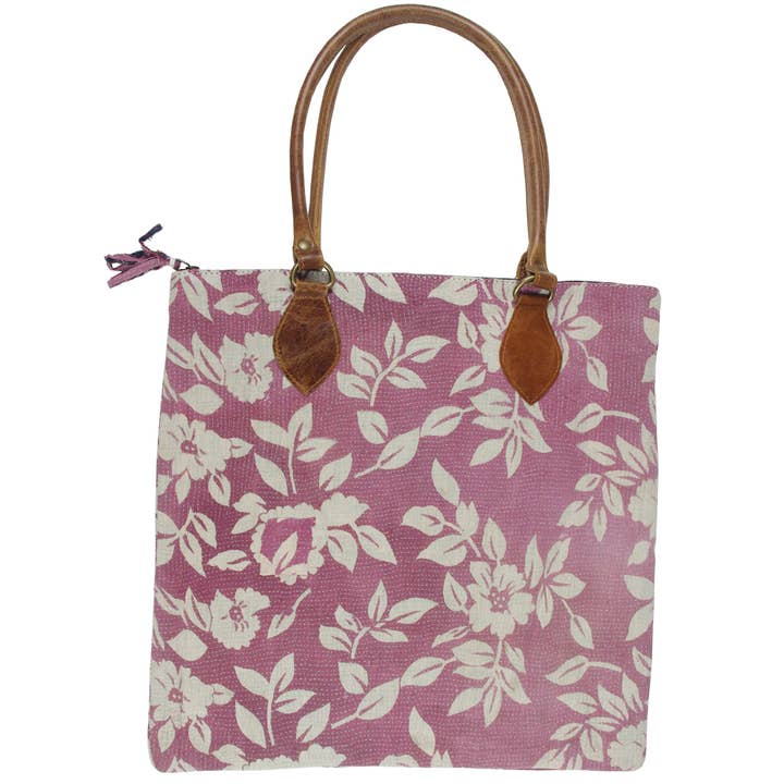 Bolso de mano Kantha Vintage - Rose Dust para venta al por mayor de Kantha Decor