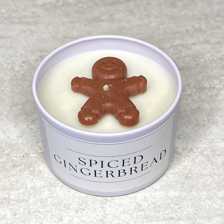 LostLove Art Co. - Wholesale Jar/Filled Candle - Spiced Gingerbread - 4oz Matte White Jar Soy Wax Candle 1