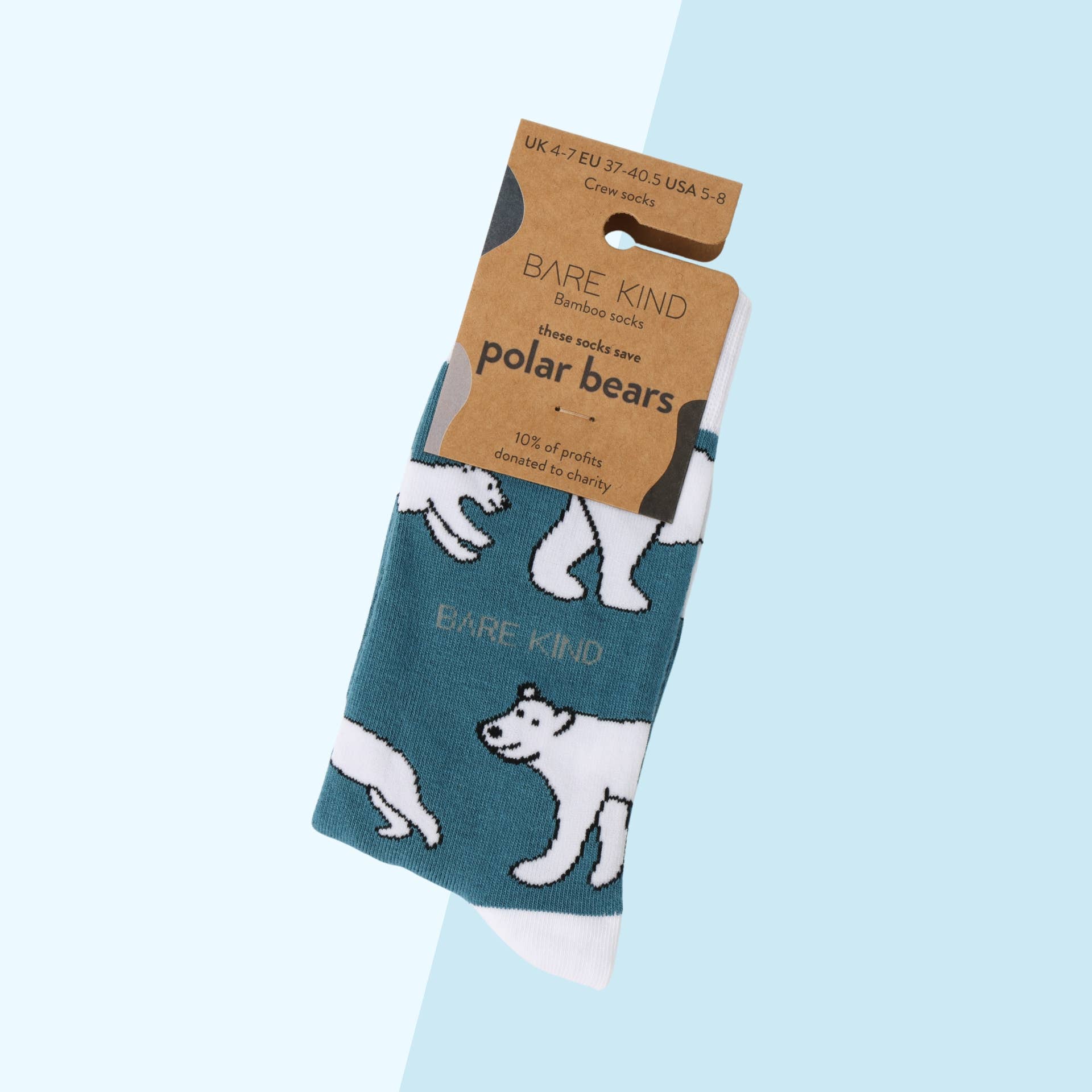 Bare Kind Socks - Wholesale Socks - Unisex - Polar Bear Socks | Bamboo Socks | Light Blue Socks1