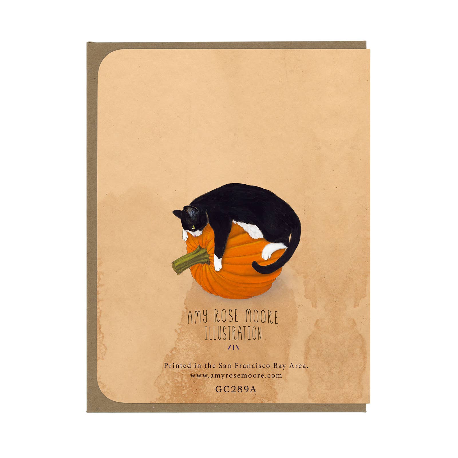 Amy Rose Moore Illustration - Wholesale Halloween Card - Happy Halloween - Bat Kitten - Greeting Card    1