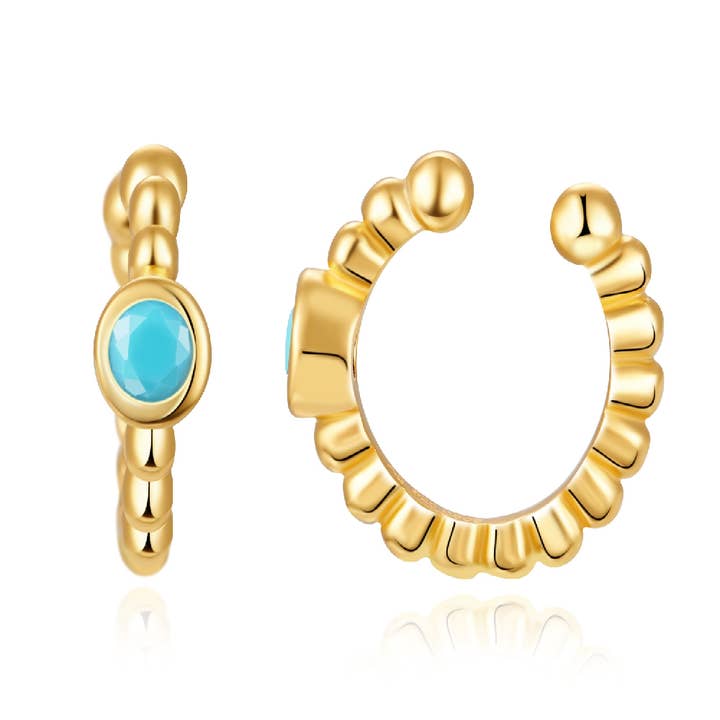 Lange earcuff/hoop øreringe - turkis for engroshandel hos Buganto