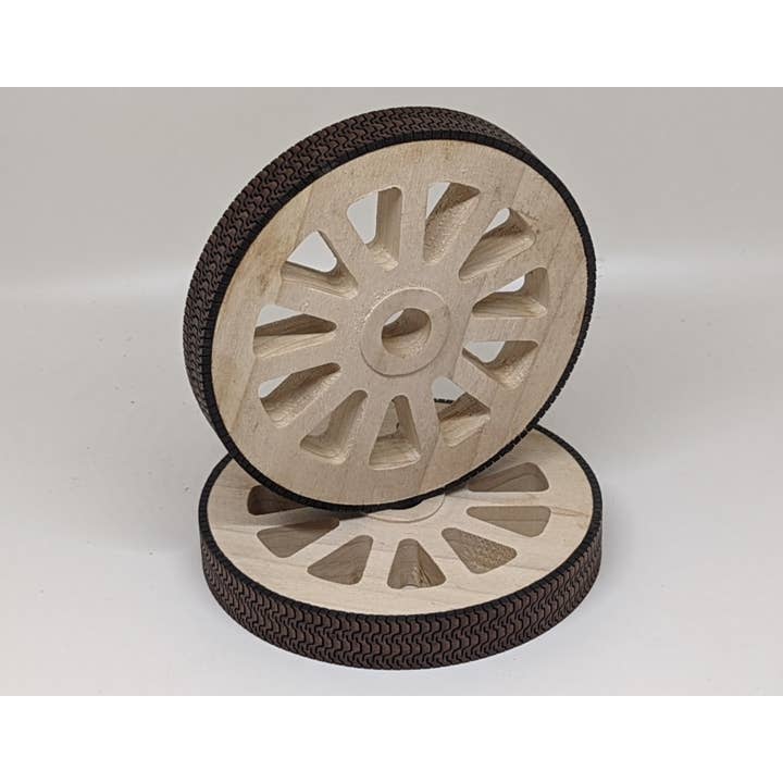 Rueda artesanal atemporal, edición pequeña, ruedas de madera de álamo con banda de rodadura para venta al por mayor de Wild Woodworker