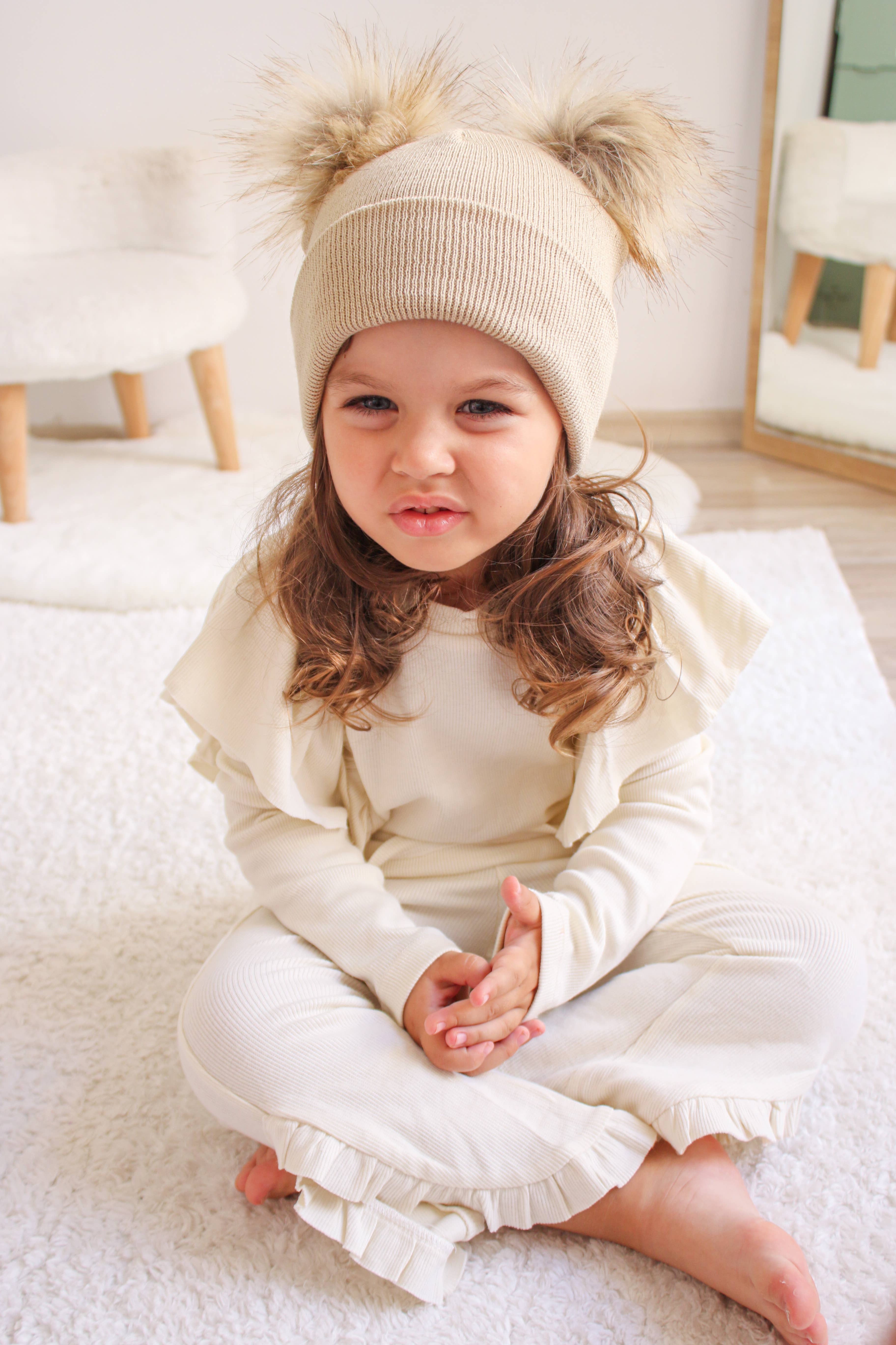 Himmelberg Baby - Wholesale Beanie - Kids - Beige Pom Pom Baby/Kid's Beanie, Newborn to 8 Years, Unisex8