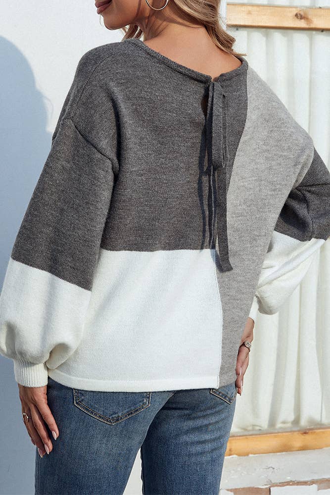 UNISHE – wholesale Pullovertröja - Dam – Color Block Back Tie Pullover Tröjor MMY0217