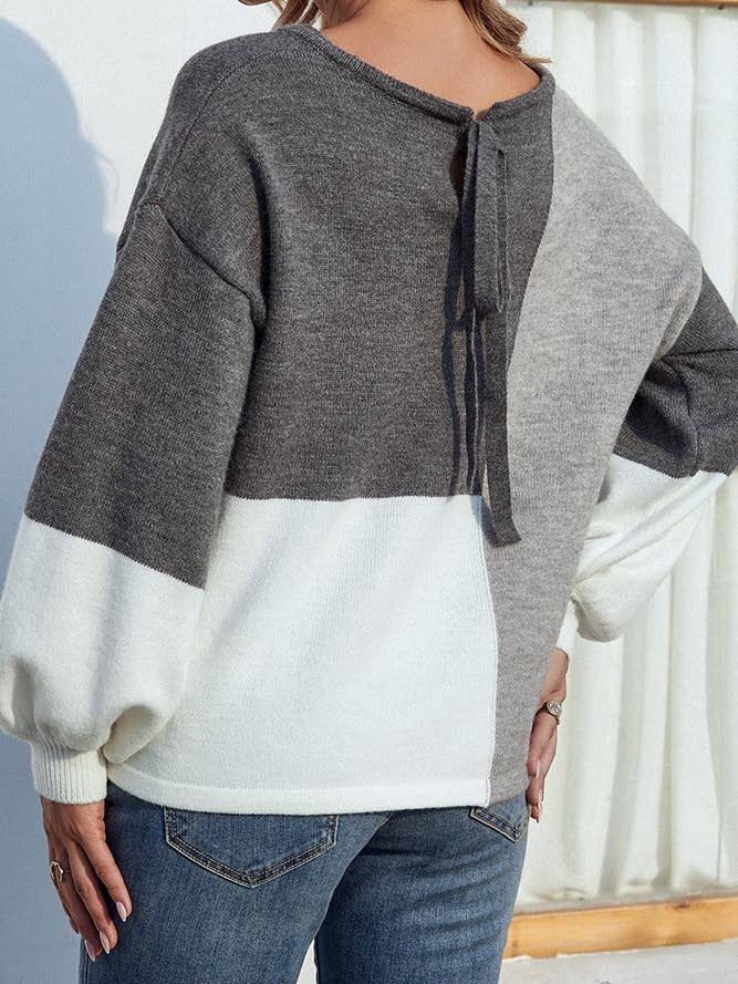 UNISHE – wholesale Pullovertröja - Dam – Color Block Back Tie Pullover Tröjor MMY0217