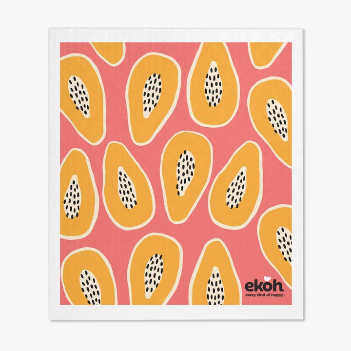 EKOH - Wholesale Dishcloth - Swedish Dishcloth Set of 2 Papaya & Lemons Print1