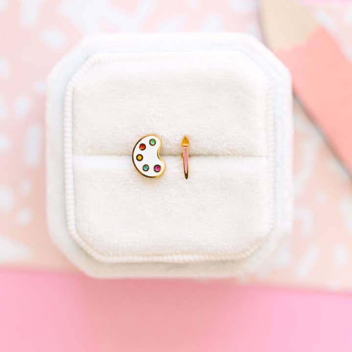 Pierced Co - Wholesale Stud/Post Earrings - Paint Pallet & Brush