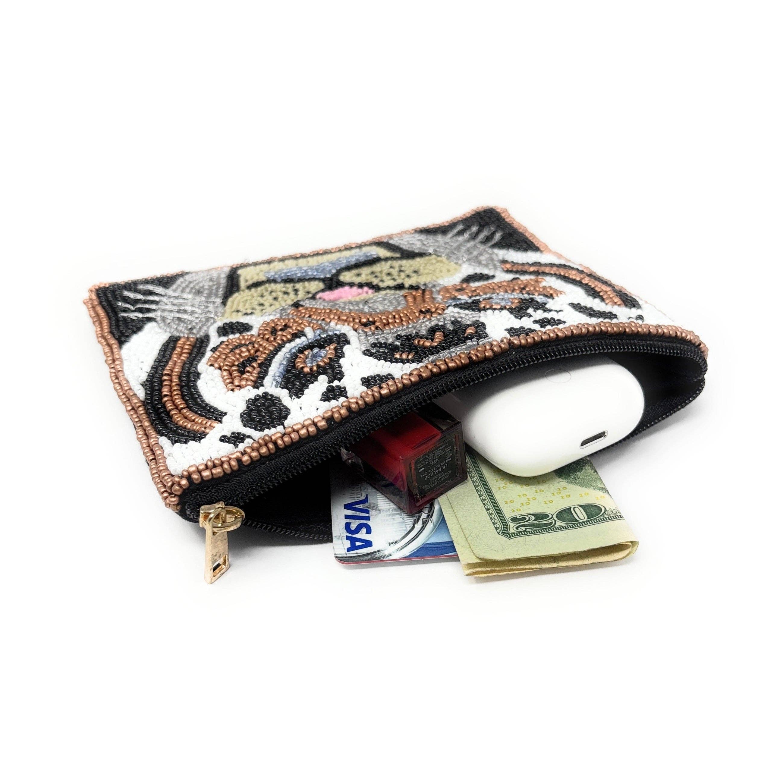 Twine and Love - Vendita all'ingrosso Portamonete - Donna - Pochette con Perline a Forma di Faccia di Tigre2