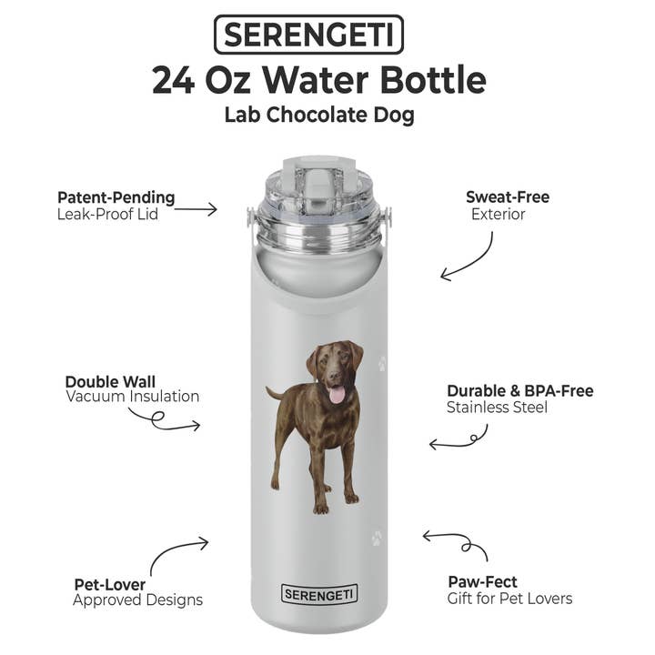 E&S Pets - Vente Bouteilles d'eau - Bouteille d'eau en acier inoxydable Labrador chocolat - 710 ml1