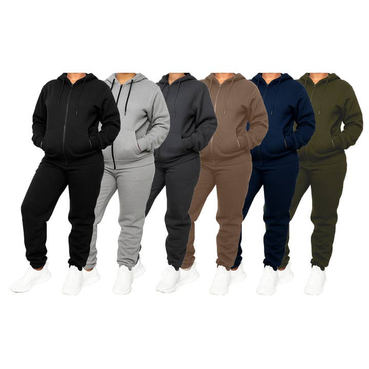 Galaxy By Harvic - Wholesale Lounge set – Women's - Women's Fleece Lined 2 Piece Full-Zip Hoodie and Jogger Set12