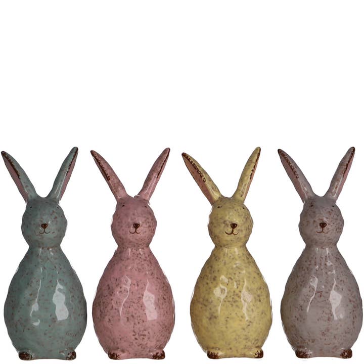 Coelho de cerâmica Benja, 4 cores, D9cm, H19cm, Verde/Amarelo por atacado de Vosteen
