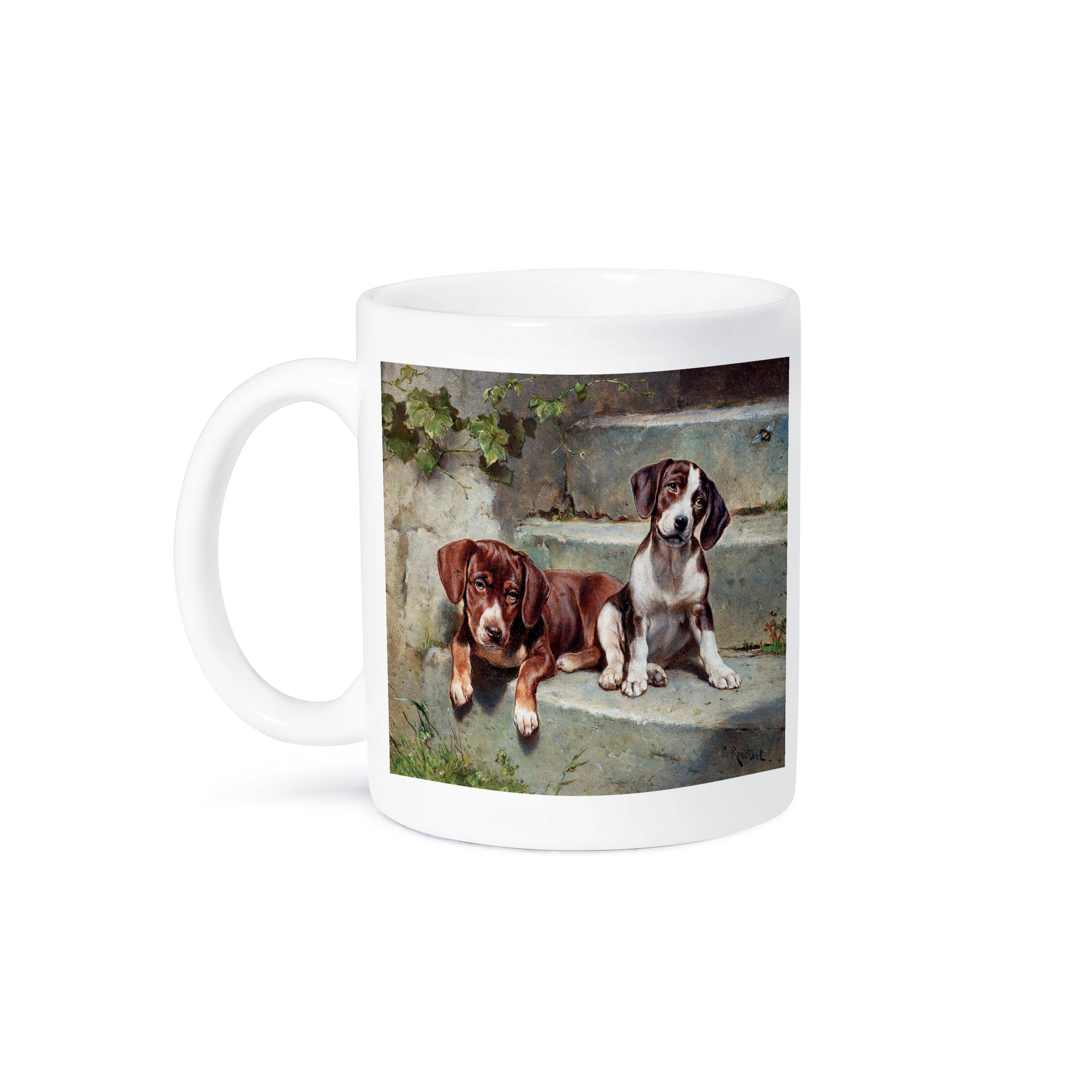 3dRose - Wholesale Coffee Mug - 3dRose, Image of Colorful Vintage Painting Of Two Beagles On Steps, Mug8
