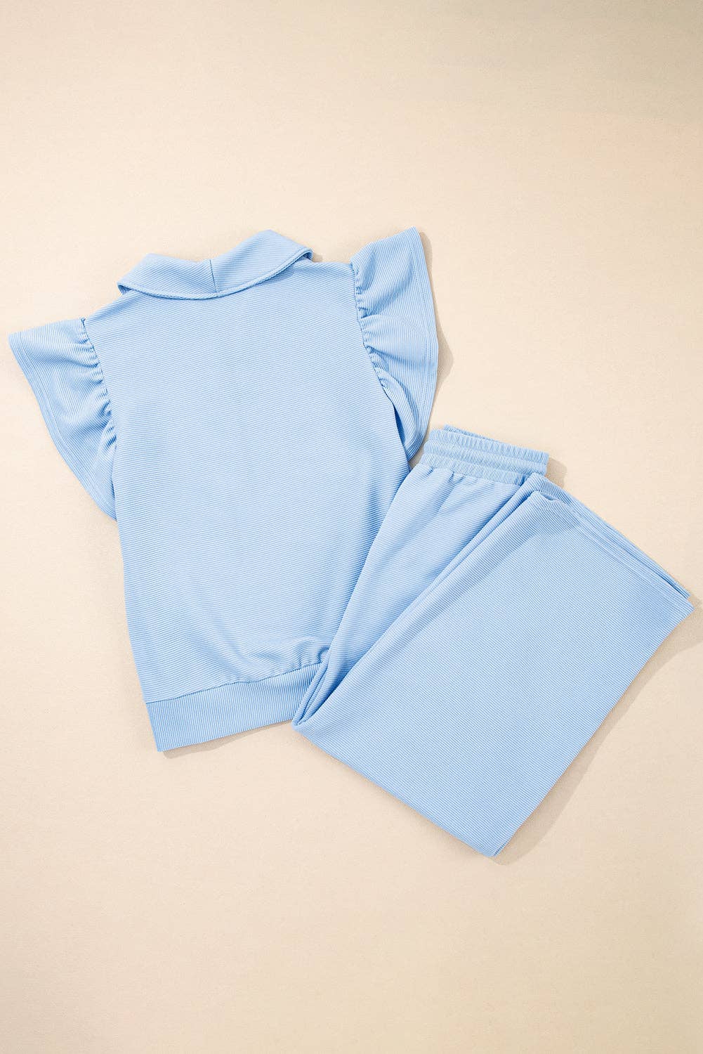 PRETTY BASH – Engroshandel Loungesæt - Dame – Sæt med tekstureret flæse halv lynlås top og bukser19