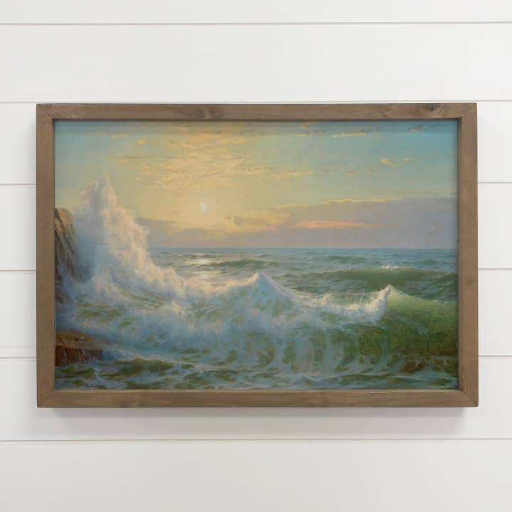 Sunlit Waves - Wave Canvas Art - Wood Framed Wall Art for wholesale by Hangout Home