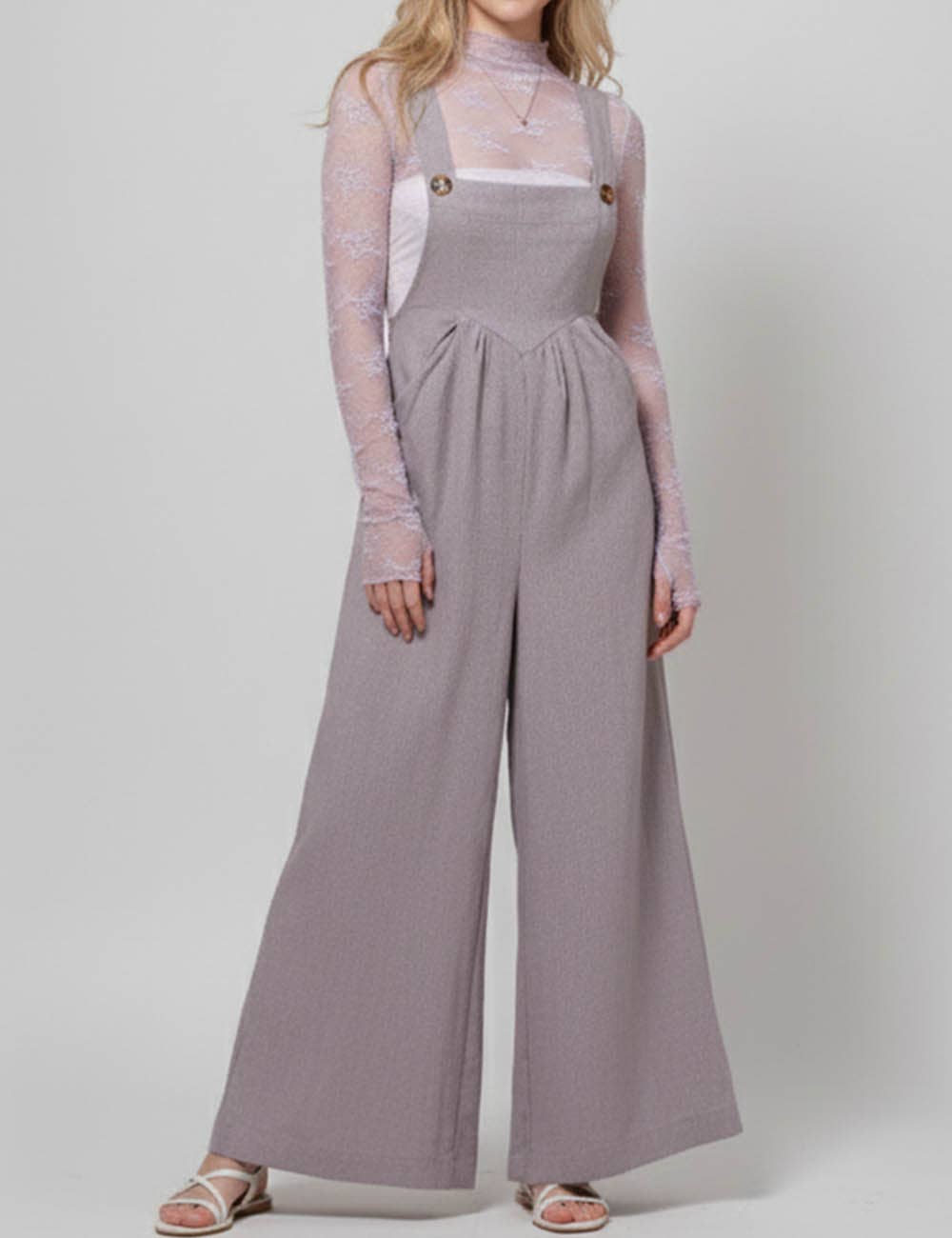 Sweetkama - Wholesale Overalls - Women's - Solid Color Botton Strape Overalls Daily Jumpsuit SKJ235723