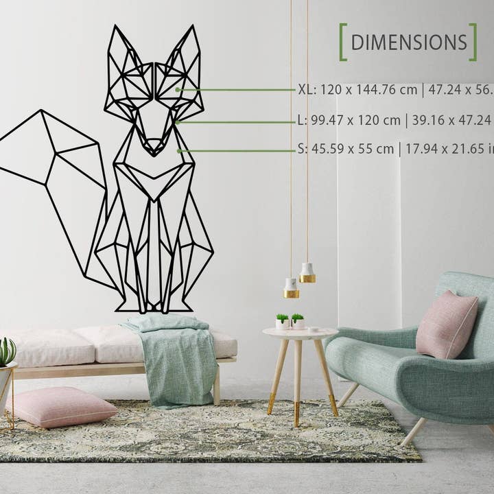 Fox, Geometrische kunst, Sticker, Fox Wall Art, Geometrische muur voor wholesale door KUARKI