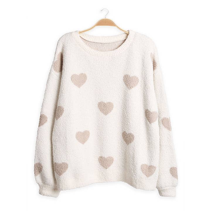Sensibling Corp. - Wholesale Knit Sweater - Women's - Heart Pattern Crew Neck Sweater4