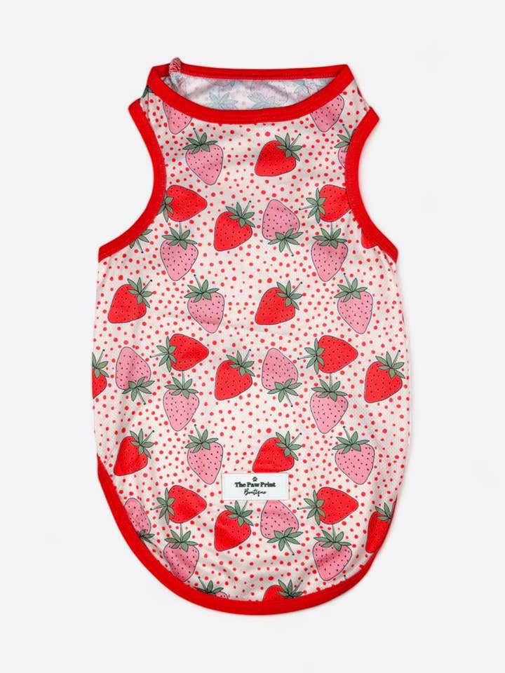 The Sweet Strawberries Cooling Vest for wholesale by The Paw Print Boutique