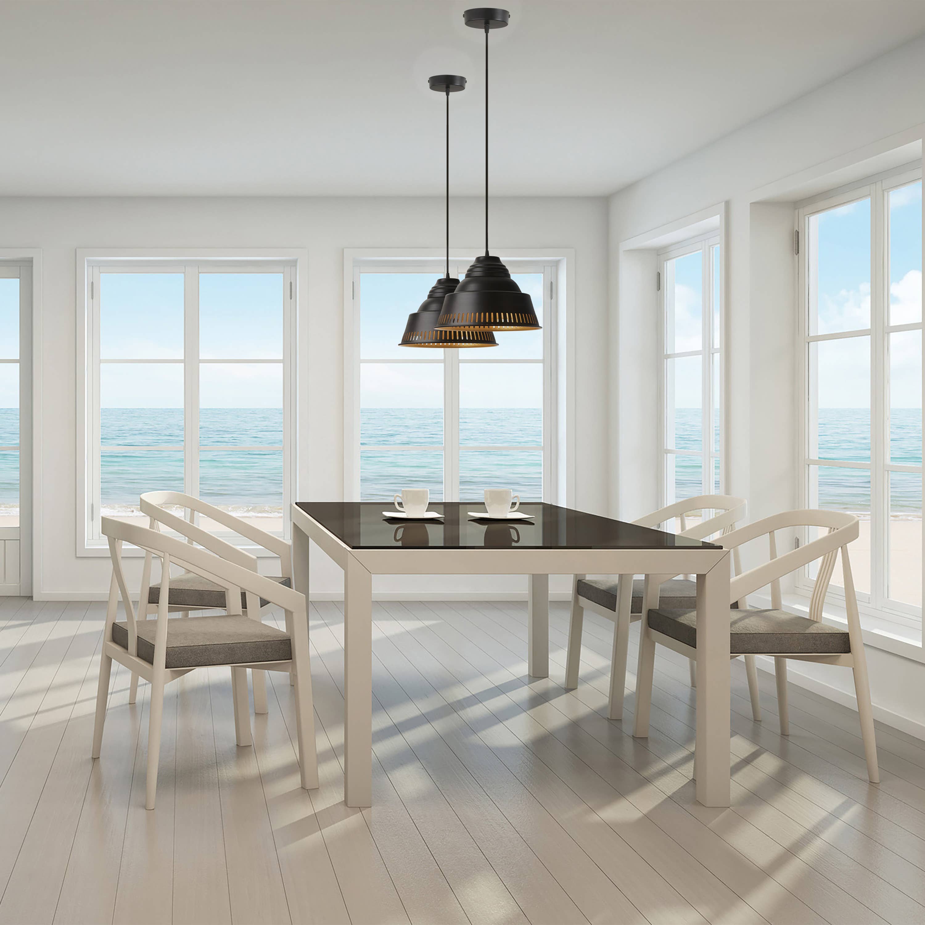 River of Goods - Vente Lustre/Suspension - Lampe suspendue en métal Aden noir à 1 ampoule, 14 po W3