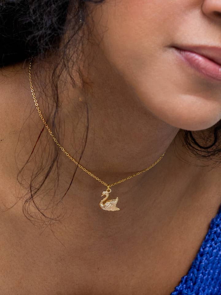 Swan Lake Necklace - 18K Gold Plated / Silver Rhodium Plated for wholesale by Peter and June